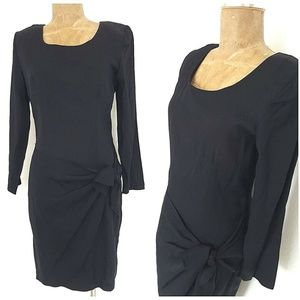 Vintage 90s Y2K Minimalist Black Side Tie Mini Dress Medium